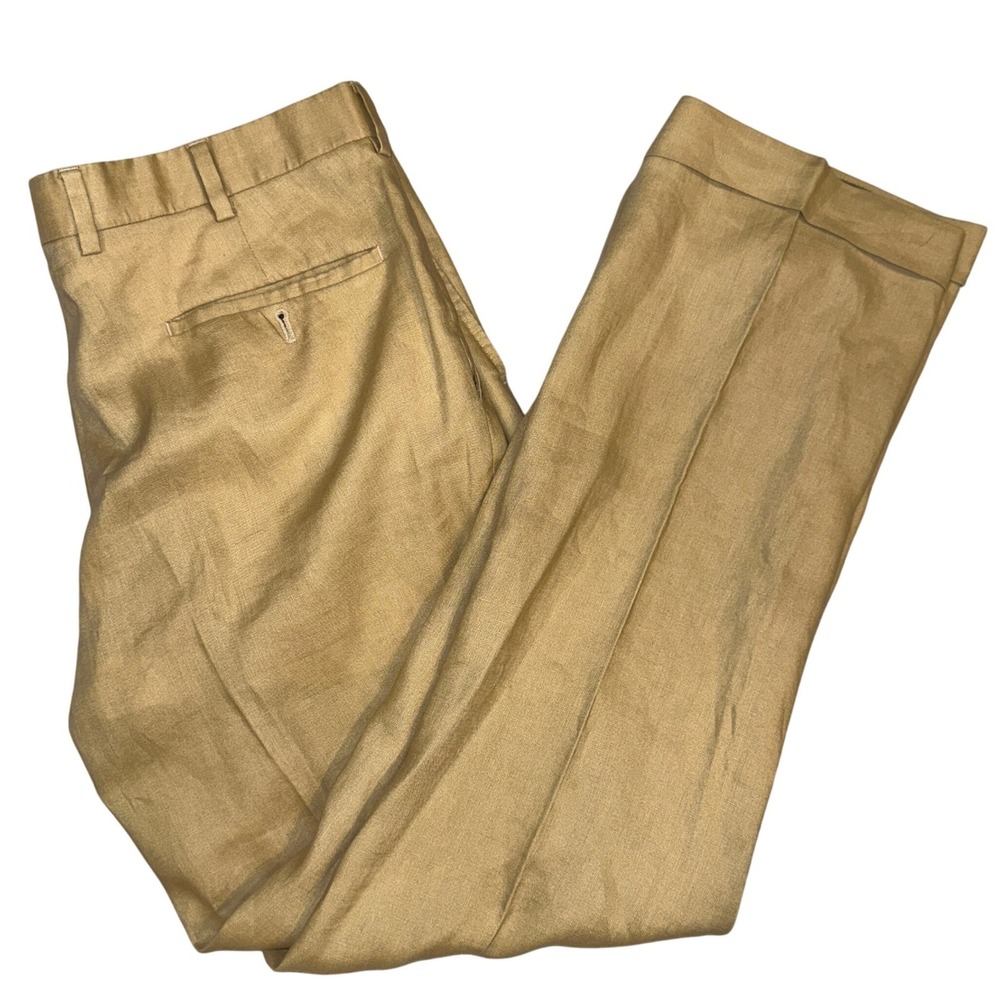 Ralph Lauren Purple Label 100% Linen Mens Dress Pants 34/30 Made in Italy